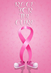 Pink awareness ribbon with shoes