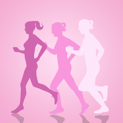 Fototapeta na wymiar Running women for breast cancer