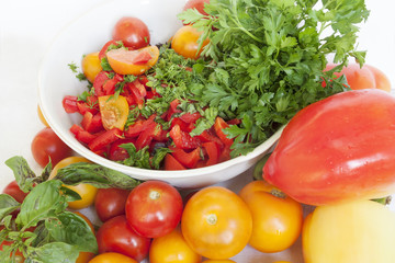 tomatoes, lettuce and peppers