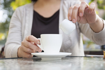 Woman and coffee autumn