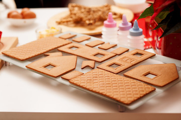Gingerbread on the table. Christmas time.