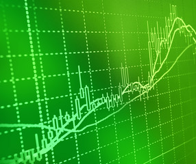 Stock exchange chart graph. Finance business background. Abstract stock market diagram candle bars trade.