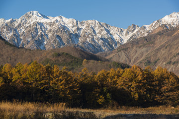 雪山と紅葉の白馬