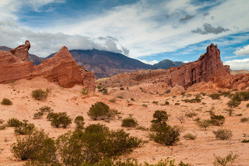 Rock formations in Quebrada de Cafayate valley, Argentina