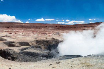 One of geysers in geyser basin Sol de Manana, Bolivia