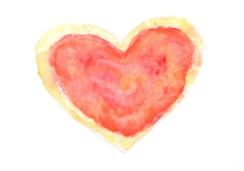 Red heart, watercolor painting