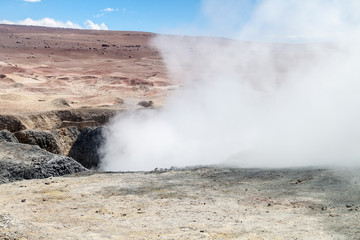 One of geysers in geyser basin Sol de Manana, Bolivia
