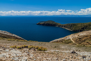 Fototapeta na wymiar Isla del Sol (Island of the Sun) in Titicaca lake, Bolivia