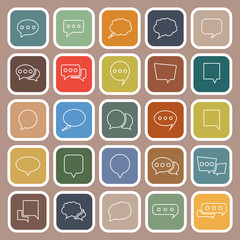 Speech Bubble line flat icons on brown background