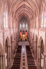Interior of the Basilica of the National Vow in Quito, Ecuador