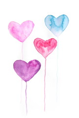 Sweet color heart balloons on white