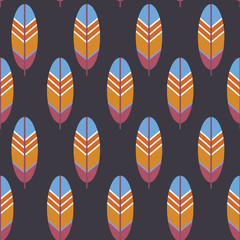 indian etchic seamless  pattern with feathers