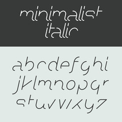 Minimalist italic alphabet, lowercase letters