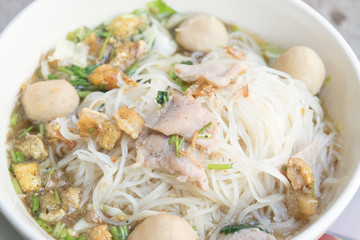 Close up thai noodle soup