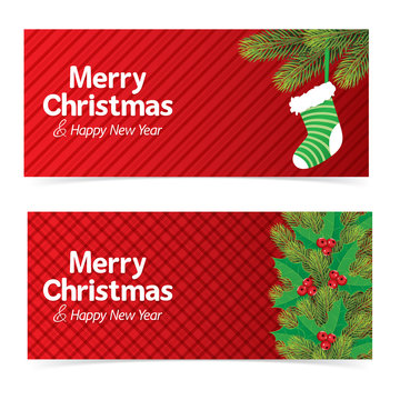 Christmas banner with red background