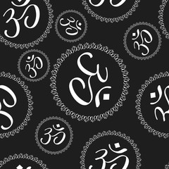 Seamless pattern of  Om signs