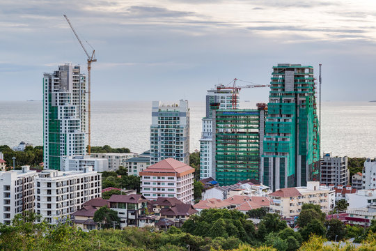Construction of new luxury apartment buildings in  Pattaya