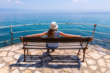 Bench at the ocean's shore