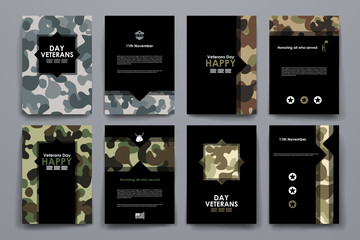 Set of brochure, poster design templates in veterans day style