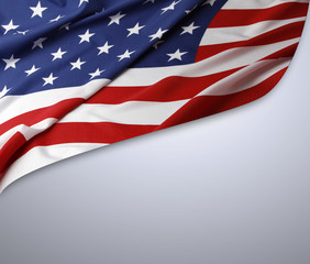 Obraz premium American flag on grey. Copy space