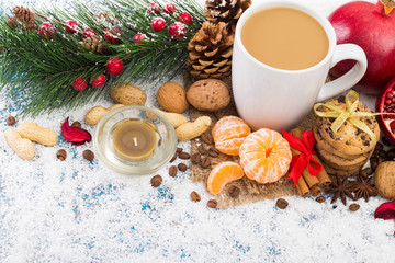 Obraz na płótnie Canvas Cup of Christmas cappuccino