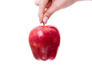 Woman's hand with an apple isolated on white background
