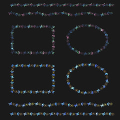 飾り罫＆飾り枠　螺鈿細工　/　蝶と菊