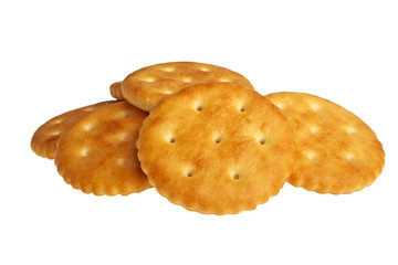 Cracker cookies isolated on white background