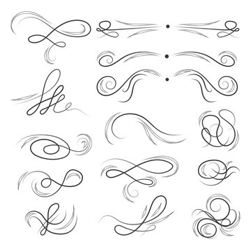 Calligraphic Ink Vector Elements Set