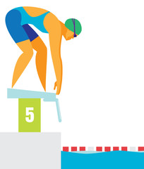 Young Woman swimmer on the start