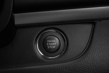  start stop button. modern car interior detail.