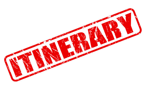 ITINERARY red stamp text