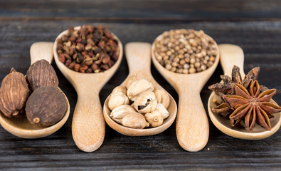 Fototapeta premium Spices and herbs in bowls.