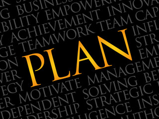 Fototapeta na wymiar Plan word cloud, business concept