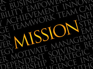 Mission word cloud, business concept
