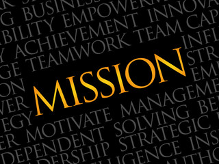 Mission word cloud, business concept