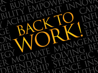Back to work word cloud, business concept