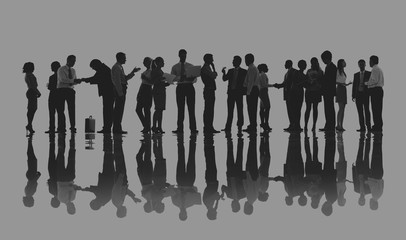 Silhouettes of Business People Working Concept