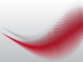 Abstract red halftone effect wave on silver background