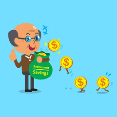 Business concept cartoon old man earning money