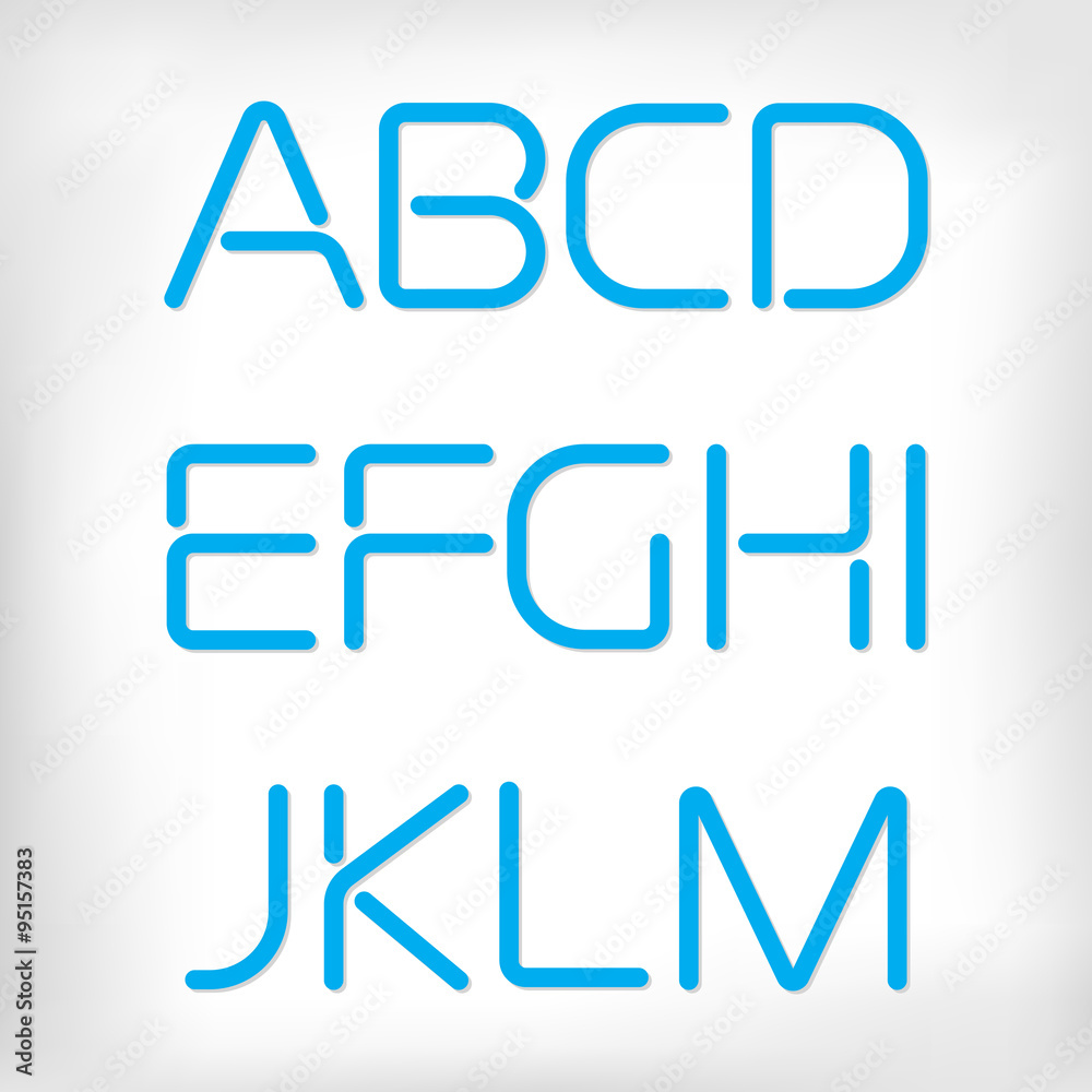 Fototapete modern minimal rounded font alphabet set.