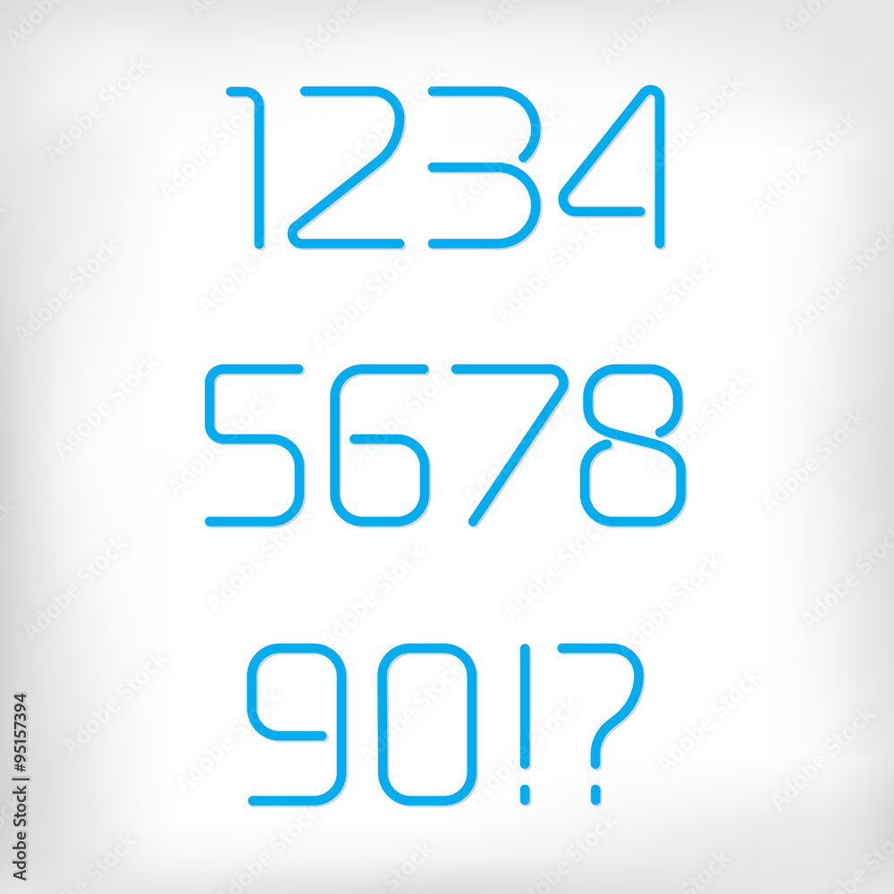 Fototapete modern minimal rounded font alphabet numbers set.