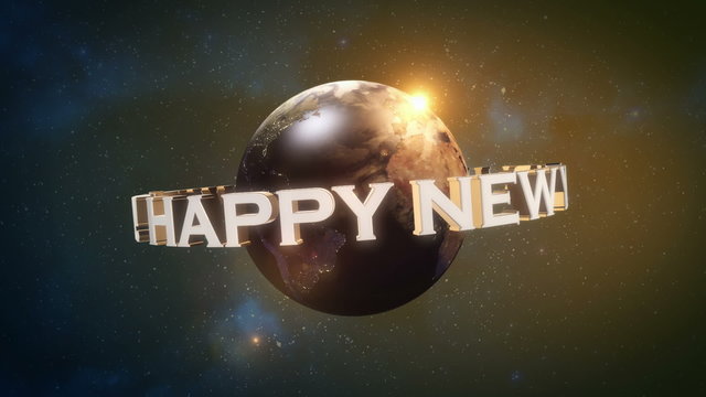 Happy New Year - Earth in Space