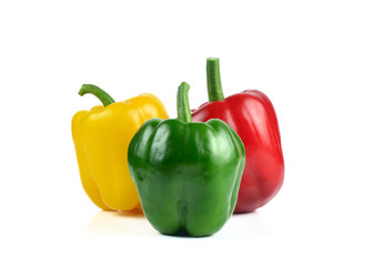 three bell peppers isolated on white background