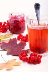 tea with snowball on a white background