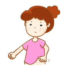 woman scratching itching rash on his body vector