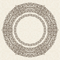 Decorative ornate round frame in Victorian style. 