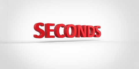 Seconds 3D red text Illustration word Render isolated on White grey gray Background
