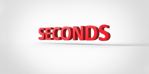Seconds 3D red text Illustration word Render isolated on White grey gray Background