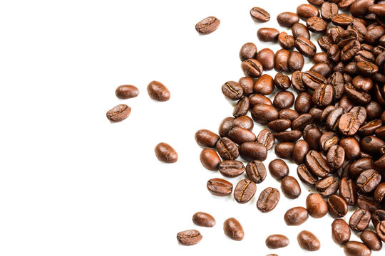 coffee bean on the white background.